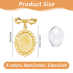 12Pcs 2 Colors Brass Brooche Settings&nbsp;JEWB-FH00048
