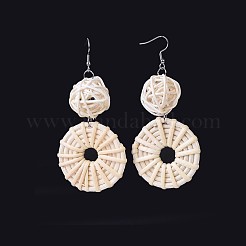 Handmade Cane Woven Beads Dangle Earrings&nbsp;EJEW-JE03039