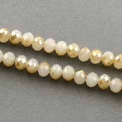 Half Plated Imitation Jade Faceted Rondelle Glass Bead Strands&nbsp;EGLA-S092-6mm-M