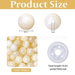 100Pcs Natural White Moonstone Round Beads with Strong Stretchy Beading Elastic Thread&nbsp;G-SZ0002-31