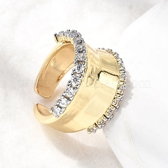 Brass Micro Pave Clear Cubic Zirconia Cuff Rings&nbsp;RJEW-H262-03G