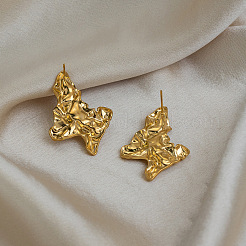 Irregular Pleated 304 Stainless Steel Stud Earrings for Women&nbsp;IB2553-1