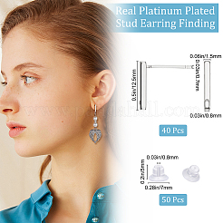 40Pcs Brass Stud Earring Findings&nbsp;KK-BBC0005-21P