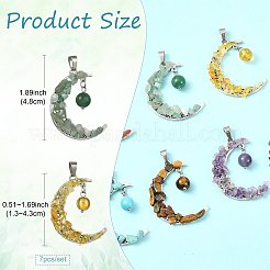 7Pcs Natural & Synthetic Mixed Stone Pendants&nbsp;PALLOY-FS00070