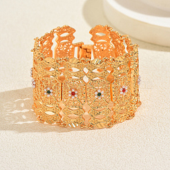 Elegant Alloy Cubic Zirconia Hollow Floral Filigree Rectangle Link Chain Bracelets for Women&nbsp;BY9230