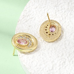 Brass Micro Pave Cubic Zirconia Stud Earrings&nbsp;EJEW-G471-13G