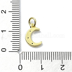 Moon Theme Brass Micro Pave Clear Cubic Zirconia Charms&nbsp;KK-H475-57G-08