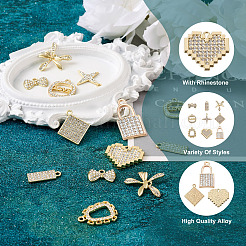 18Pcs 9 Style Alloy Crystal Rhinestone Pendants&nbsp;FIND-SW0001-30