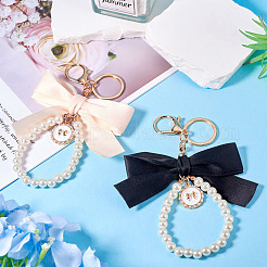 2Pcs 2 Colors Golden Alloy & Polyester & Plastic Keychain&nbsp;KEYC-TA0001-35C