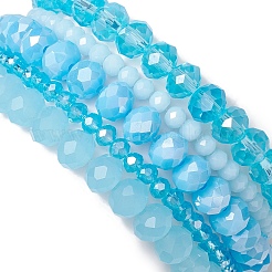 5Pcs 5 Styles Faceted Round Glass Beaded Stretch Bracelet Sets&nbsp;BJEW-JB10423-05
