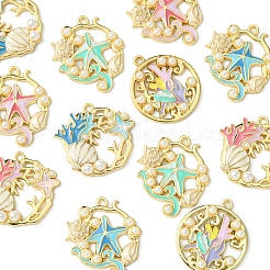 12Pcs 6 Styles Ocean Theme Rack Plating Alloy Enamel Pendants&nbsp;FIND-FS0002-70