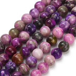 Dyed Natural White JadeImitation Charoite Smooth Round Beads Strands&nbsp;GG-CBA3334-A01-6mm-C