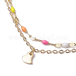 304 Stainless Steel Enamel Link Chains Anklets&nbsp;AJEW-AN00589-03