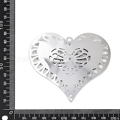 304 Stainless Steel Crystal Rhinestone 3D Heart Connector Charms&nbsp;STAS-H236-10P