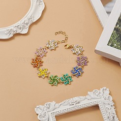 Handmade Seed Braided Octagram Link Chain Bracelet&nbsp;BJEW-MZ00009