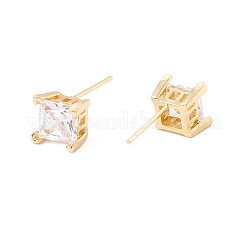 Clear Cubic Zirconia Square Stud Earrings&nbsp;EJEW-F282-45G