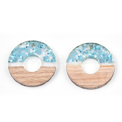 Transparent Resin & White Wood Pendants&nbsp;RESI-N039-52
