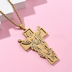 201 Stainless Steel Religion Pendant Necklaces&nbsp;NJEW-Z058-04G
