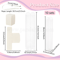 5Pcs Clear Plastic Single Flower Packing Boxes with Paper Trays and Ribbon Handles&nbsp;CON-WH0107-69A