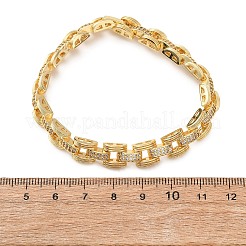 Rectangle Brass Micro Pave Clear Cubic Zirconia Link Chain Bracelets for Women&nbsp;BJEW-F530-04G