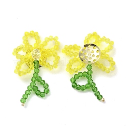 Handmade Glass Beaded Woven Cabochons&nbsp;GLAA-C028-01B