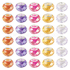 50Pcs 5 Colors Baking Paint Transparent Glass European Beads&nbsp;GPDL-SW0001-01