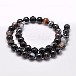 Natural Black Agate Bead Strands&nbsp;G-G962-10mm-12