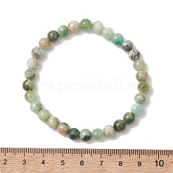 Natural Green Line Jasper Round Beads Stretch Bracelets for Women Men&nbsp;BJEW-JB13525
