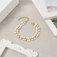 Shell Pearl Round Beaded Charm Bracelet&nbsp;BJEW-TA00219