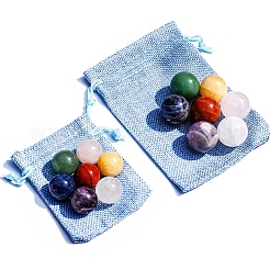 7Pcs Natural Chakra Round Stone Set Natural Quartz Crystal Red Jasper Rose Quartz Citrine Green Aventurine Lapis Lazuli Amethyst&nbsp;PW-WGA0B4B-01