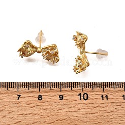 Bowknot Brass Micro Pave Cubic Zirconia Stud Earrings&nbsp;EJEW-B148-07C-G