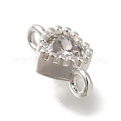 Rack Plating Brass Cubic Zirconia Heart Links Connector Charms&nbsp;KK-M014-01G-P
