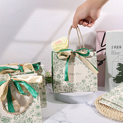 Floral Printed Paper Gift Tote Bags&nbsp;ABAG-WH0044-82B