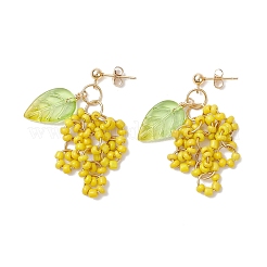 Handmade Glass Seed Beads Flower Dangle Stud Earrings&nbsp;EJEW-TA00703
