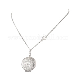 316 Stainless Steel Heart Oval Flat Round Locket Pendant 304 Stainless Steel Twisted Chain Necklaces&nbsp;NJEW-JN05839