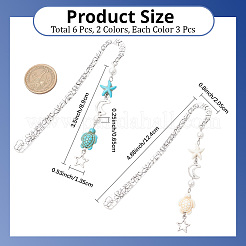 6Pcs 2 Colors Alloy Hook Bookmarks&nbsp;AJEW-CP0009-17