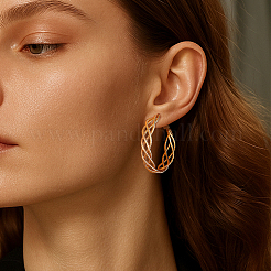 4 Pairs 2 Colors Iron Twist Hoop Earrings&nbsp;EJEW-HY0001-59