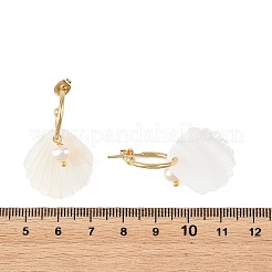 304 Stainless Steel & Natural Freshwater Shell Stud Dangle Earrings&nbsp;EJEW-JE07496