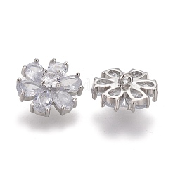 Brass Micro Pave Clear Cubic Zirconia Shank Buttons&nbsp;KK-H738-25P