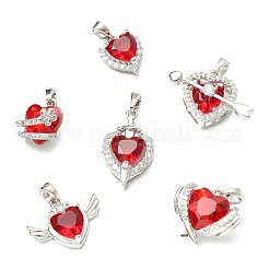 6Pcs 6 Styles Brass Pave Cubic Zirconia Pendants&nbsp;KK-CJ0014-15