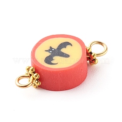Halloween/Christmas Theme Flat Round Polymer Clay Links Connectors&nbsp;PALLOY-JF00713