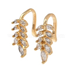Leaf Brass Micro Pave Clear Cubic Zirconia Cuff Earrings&nbsp;EJEW-F384-20G