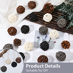 16Pcs 4 Colors Wicker Rattan Balls&nbsp;AJEW-SC0004-26A