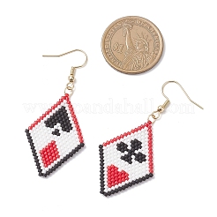 Handmade Glass Seed Beads Rhombus Dangle Earrings&nbsp;EJEW-MZ00631