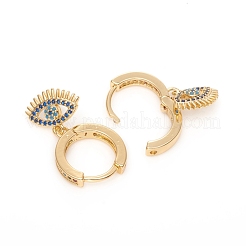 Brass Micro Pave Cubic Zirconia Huggie Hoop Earrings&nbsp;EJEW-G276-04G