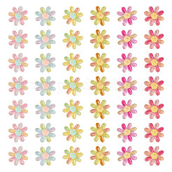 60Pcs 6 Colors Transparent Resin Flower Cabochons&nbsp;RESI-TA0004-79