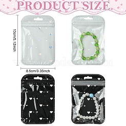 50Pcs Glitter Heart Holographic Plastic Yin-yang Zip Top Gift Bags&nbsp;OPP-YW0001-09A