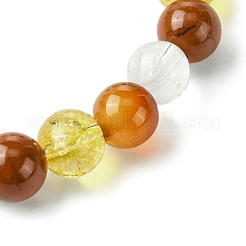Synthetic Citrine & Natural Carnelian & Red Jasper & Natural Quartz Crystal Round Beaded Stretch Bracelets&nbsp;BJEW-JB10910-01