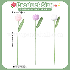 9Pcs 3 Colors Polyester with Iron Wire Artificial Tulip Flower&nbsp;AJEW-SC0031-42B