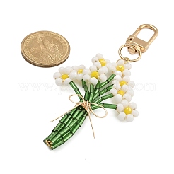 Flower Glass Seed Beads Pendant Decoration&nbsp;HJEW-TA00310